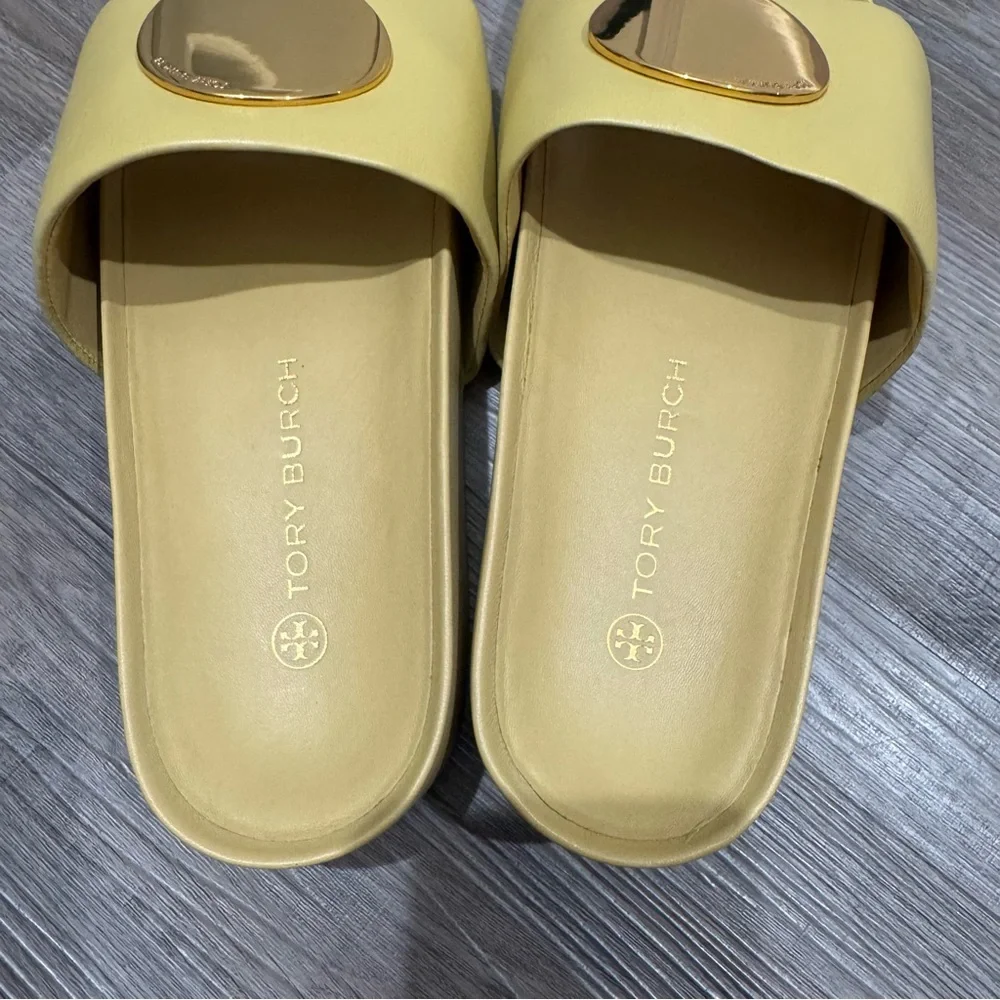 Tory Burch Patos Platform Sandal in Cornbread Yellow Leather Slides